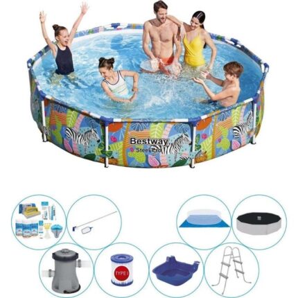 Bestway Steel Pro Ronde Édition d'animal 305x66 cm - Set de piscine combinée