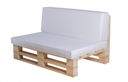 Ensemble complet de canapé palette + ensemble de coussins en tissu imperméable (Assise + Dossier) - 100x60cm en Blanc
