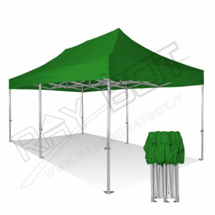 Tente Pliante 4X8 RAY BOT Vert Alumium 55mm Top Avec BÂches Latérales. Tissu enduit de PVC à 500gr/m² étanche et hydrofuge