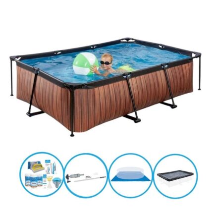 EXIT Piscine Timber Style -- Frame Pool 220x150x60 cm -- Avec accessoires