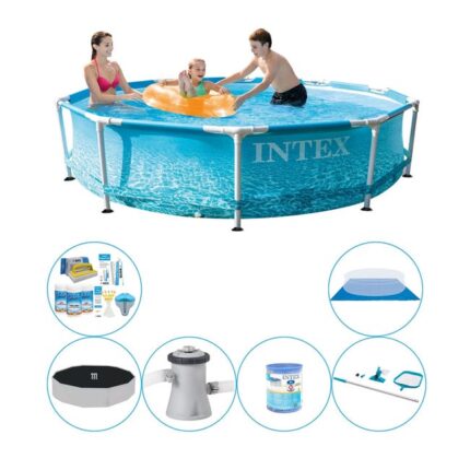 Offre combi de piscine - Intex Metal Frame Ronde Plage 305x76 cm