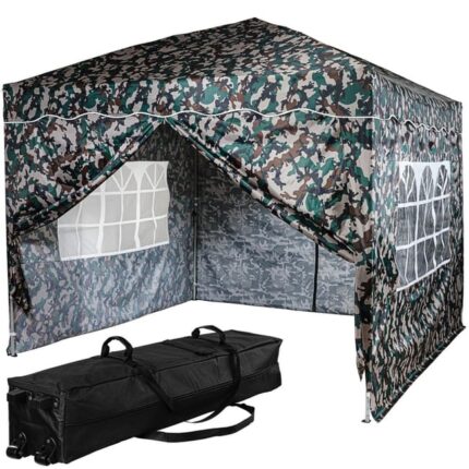 INSTENT® Pavillon 3 x 3 m Basic étanche Protection UV 50+, choix de couleurs et de modèles, woodland avec 4 éléments latéraux