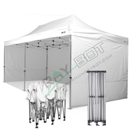 Tente Pliante 3X6 RAY BOT Blanc Alumium 45mm Top Avec BÂches Latérales. Tissu enduit de PVC à 350gr/m² étanche et hydrofuge