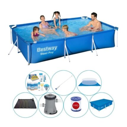 Bestway Steel Pro Rectangulaire 300x201x66 cm - Bleu - Piscine plus des accessoires