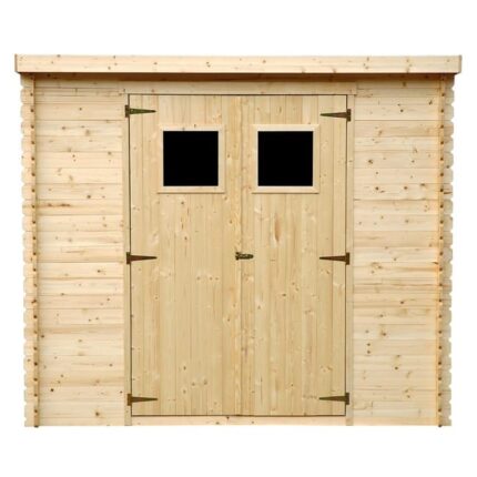 TIMBELA M310 Abri de jardin en bois - Stockage extérieur l239xL142xH200cm/2.63 m2 - Petit abri à outils, Local à vélos - Toit imperméable, fenêtres