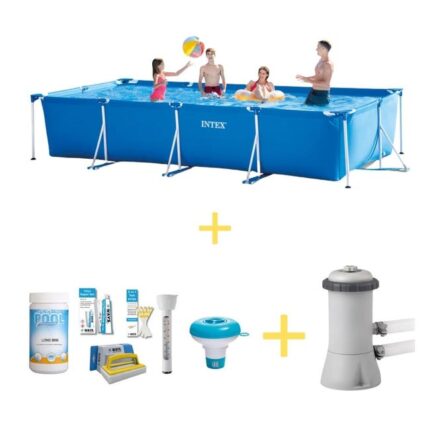 Intex Piscine - Frame Pool - 450 x 220 x 84 cm - Avec Pompe filtrante & WAYS Pack d'entretien piscine