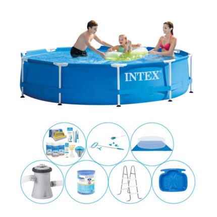 Paquet de piscine tout en 1 - 8 pièces - Intex Metal Frame Ronde 305x76 cm