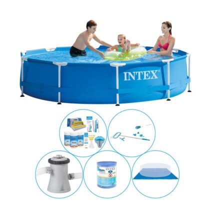 Piscine avec accessoires - 6 pièces - Intex Metal Frame Ronde 305x76 cm
