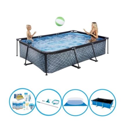 EXIT Piscine Stone Grey - Frame Pool 300x200x65 cm -- Pack de piscine