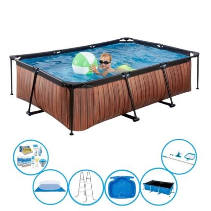 EXIT Piscine Timber Style - Frame Pool 220x150x60 cm -- Accessoires inclus