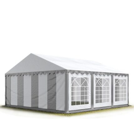 4x6 m tente de réception Barnum, PVC 700, H. 2 m, gris-blanc