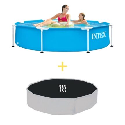 Intex Piscine - Metal Frame - 244 x 51 cm - Avec Tapis solaire