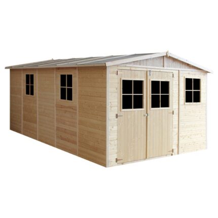 ABRI de jardin en bois Exterieur AVEC LES PLANCHERS IMPRÉGNÉ - Chalet en Pin/épicéa- H226x324x516 cm/15 m²- TIMBELA M337+M337G