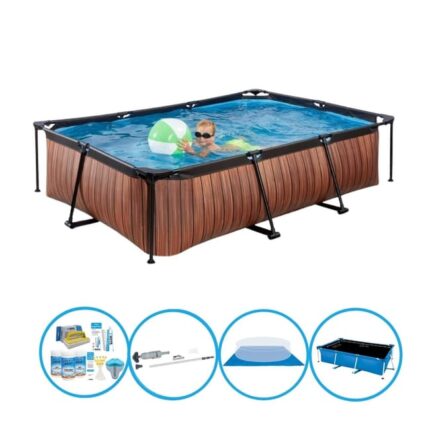 EXIT Piscine Timber Style - Frame Pool 300x200x65 cm - Plus accessoires inclus