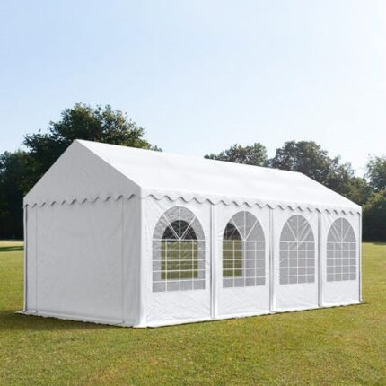 4x8 m XXL tente de réception Barnum, PVC 1400, anti-feu, H. 2,6 m, blanc