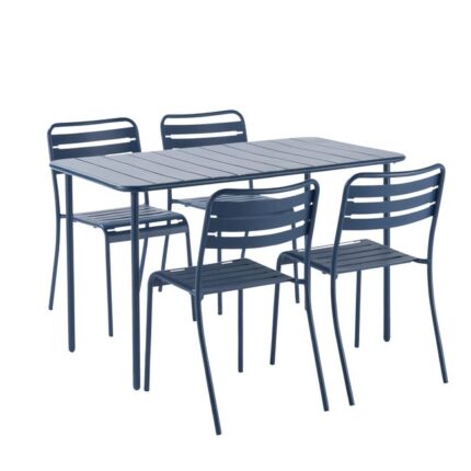 Salon de jardin 4 personnes - Table rectangulaire CAFE - L. 120 x l. 70 x H. 73,5 cm - 4 x Chaises de jardin - Empilables - L.52 x l.44 x h.79 -