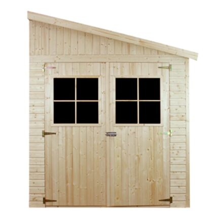 Abri de Jardin en Bois Naturel(avec paroi latérale) AVEC LES PLANCHERS IMPRÉGNÉ - H244x218x318 cm/6 m2 - TIMBELA M339A+M339G