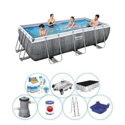 Ensemble de piscine tout en 1 - Bestway Power Steel Rattan 404x201x100 cm