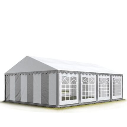 5x8 m tente de réception Barnum, PVC 700, H. 2 m, gris-blanc