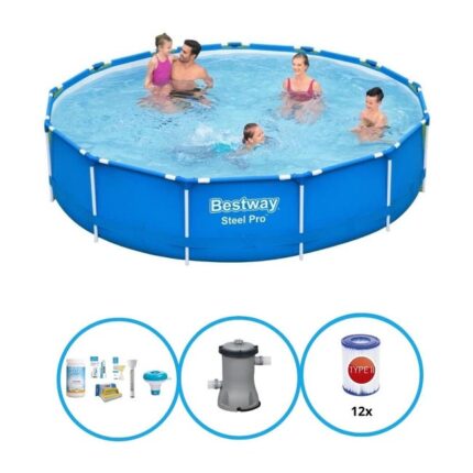 Bestway Piscine Steel Pro - Bundle de piscine - 396x84 cm
