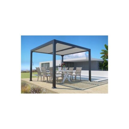 Pergola autoportante bioclimatique DENVER 3x3m gris anthracite - COULEURS DU MONDE - DENVER