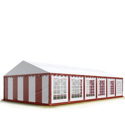 6x12 m tente de réception Barnum, PVC 700, H. 2 m, rouge-blanc