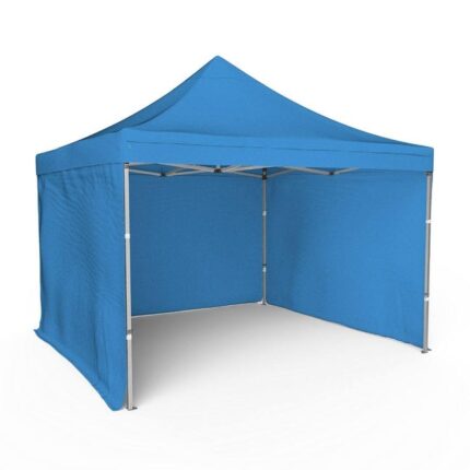 Tente pliante Barnum Aluminium 300x300cm - Bleu Azur + 3 murs offerts