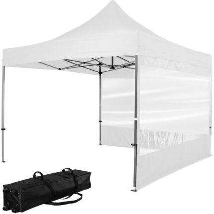 INSTENT® Pavillon en Aluminium 3 x 3 m Pro étanche Protection UV 50+, Choix de Couleurs et de modèles, Blanc avec 2 Parties latéraux