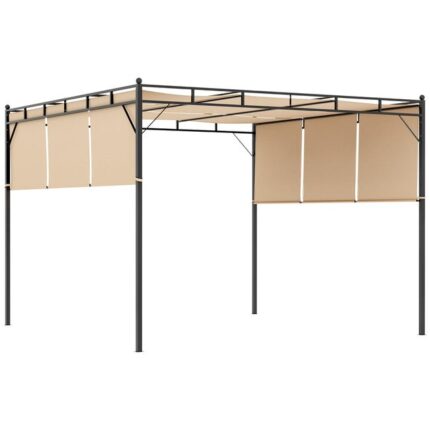 Pergola rétractable acier époxy noir triple toile polyester haute densité
