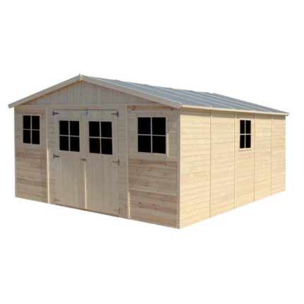 Abri de jardin en bois Exterieur AVEC LES PLANCHERS IMPRÉGNÉ- maison de jardin en Pin / épicéa-H246x418x522 cm/20 m² - TIMBELA M333 +M333G