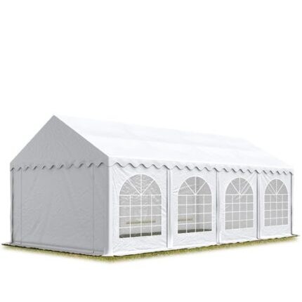 4x8 m tente de réception Barnum, PVC 750, anti-feu, H. 2 m, blanc