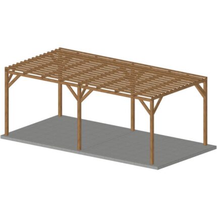 Pergola en bois massif 6x3, classe 3, durable, toiture brise soleil