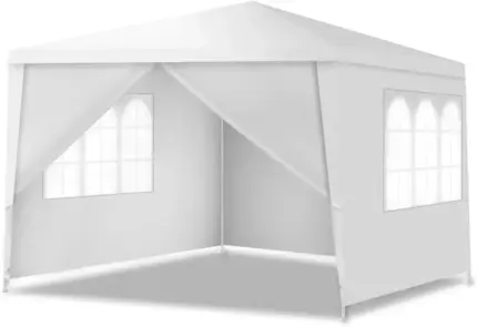 Tonnelle 3x3 M avec 4 Bâche Latérales Amovibles et 2 Fenêtres Décoratives, Gazebo de Jardin Rapide à Installer