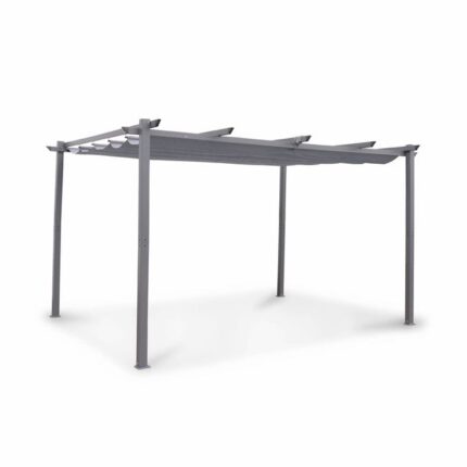 Pergola aluminium - Isla 3x4m - Toile grise - Tonnelle idéale pour votre terrasse. toit rétractable. toile coulissante.