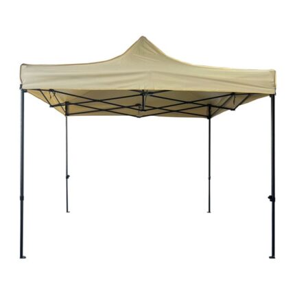 Mobili Rebecca Gazebo Pliant Beige Métal Polyester Terrasse Jardin 3x3