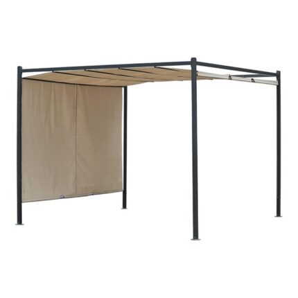 Pergola en acier avec couverture coulissante écru 300x300 cm 250h