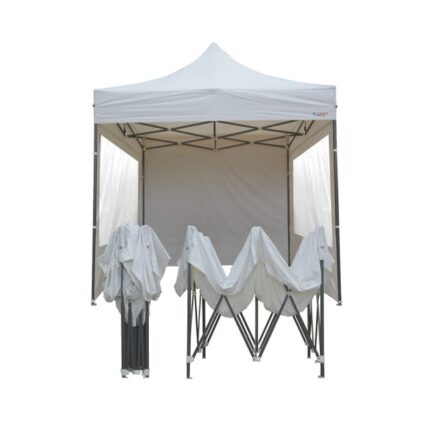 FRANCE BARNUMS -Tente Pliante 2x2m | Tonnelle 4m²| Abri, Jardin, Terrasse| Acier 31mm | Blanc | Murs amovibles avec Fenêtres