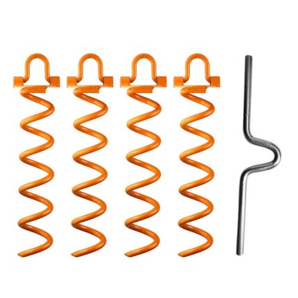 Piquets d'ancrage en spirale métalliques x4