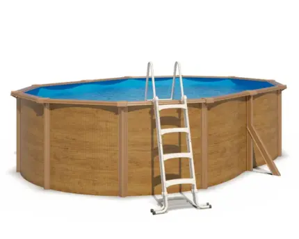 Piscine hors sol acier ovale 4,90 x 3,65 x 1,20 m aspect bois CANYON