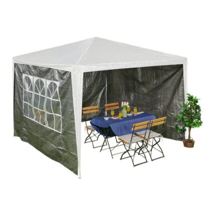 Relaxdays Paroi latérale pour tonnelle 3x3 m, lot de 3, imperméable, fermeture autoagrippante, polyester, gris