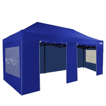 FRANCE BARNUMS | Chapiteau Tonnelle Tente pliante en Acier 30mm | 3x6m Pack fenêtres - Bleu