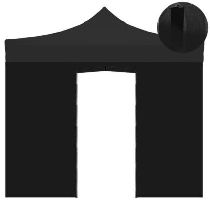 Housse latérale imperméable noire 3x2m avec porte enroulable pour tonnelle refermable