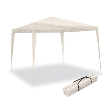 Tonnelle Pliante 3x3 m Classic Beige - Bâche en Nylon - Protection contre l'eau et le soleil - Piquets et cordes de fixation - Structure en acier