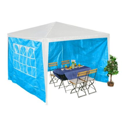 Relaxdays Paroi latérale pour votre tonnelle, lot de 3, imperméable, fermetures scratch, PE, avec fenêtres, 2x3 m, bleue