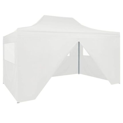 The Living Store - Tente de réception pliable avec 4 parois 3x4 m Acier Blanc