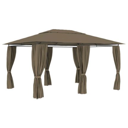 The Living Store - Chapiteau de jardin avec rideaux 4x3 m Taupe 180 g/m²