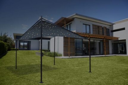 Tonnelle autoportante acier gris anthracite ciel étoilé Nassau