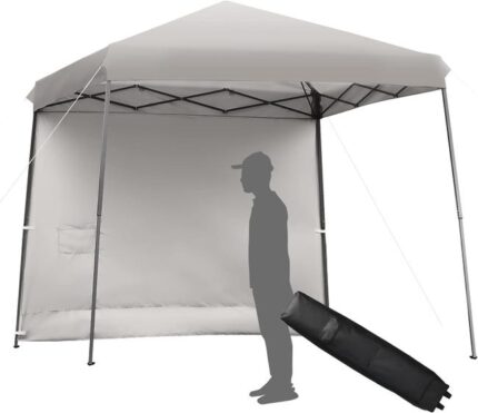 Tonnelle de Jardin Pliable 305x305cm-Assemblage Facile-Barnum Hauteur Réglable à 3 Niveaux-1 Bâche Amovible avec Sac de Transport,Gris