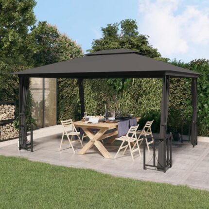 Maison Exclusive - Tonnelle avec parois et toit double 3x4 m Anthracite