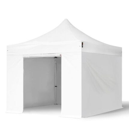 3x3 m Tonnelle Barnum Tente pliante Alu, PES 800, côtés sans fenêtre, blanc